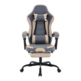 Gaming Chair, Ergonomic Computer Chair With Footrest And Massage Lumbar Support, Height Adjustable Swivel Video Game Chair For Adults, 300lb Max, Blue