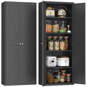 2 Doors Metal Storage Cabinet Kitchen Pantry Cabinet With Adjustable Shelves Tall Steel Cabinet Locker For Kitchen, Living Room, Dining Room And Offic