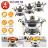 4Pcs Chafing Dish Buffet Set 4.76QT Round Buffet Servers Food Warmer Stainless Steel Catering Chafer with Glass Lid for Warming Cooling Gatherings Ban