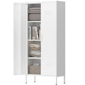 Modern Storage Cabinet With Adjustable Shelves, Magnetic Door Stopper, Aluminum Alloy Handles, And Breathable Design For Home Organization - Ideal For