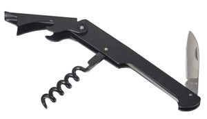 Visol Zoro Matte Black Corkscrewer & Bottle Opener - VAC407