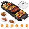 2 in 1 Electric Hot Pot with Grill 2800W Smokeless Non-Stick Korean BBQ Grill Shabu Shabu Hot Pot Combo with Independent Temperature Control 5 Gears F