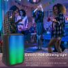 Portable Wireless Party Speaker 8in Colorful Lights DJ PA System with TWS Function FM Radio USB MMC Card Reading Aux In Recording Function Mic