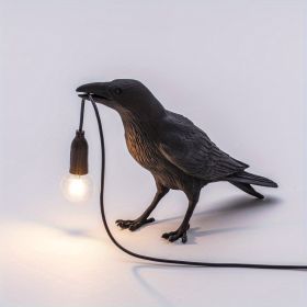 Raven Table Lamp Birds Desk Lamp Resin Crow Wall Sconce Creative Night Light Modern Art Fixture Decor With US Plug, Black /White(Bulb Included)