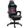 Vinsetto Racing Gaming Chair Black with Footrest PU Leather Swivel Wheel High Comfort