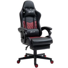 Vinsetto Racing Gaming Chair Black with Footrest PU Leather Swivel Wheel High Comfort