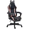 HOMCOM Cute Racing Gamer Chair, Faux Leather Gaming Chair with Footrest, Headrest and Lumbar Support, Black