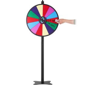 VEVOR 24 inch Spinning Prize Wheel, 14 Slots Spinning Wheel, Roulette Wheel with a Dry Erase and 2 Markers