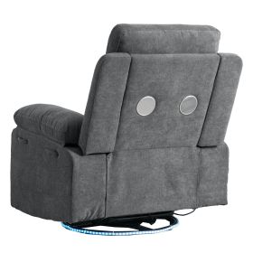 Power Recliner Glider Chair With Bluetooth Speaker 270 Degree Swivel With LED Light Side Arm With Storage Pockets USB+Type C Charging Port Button