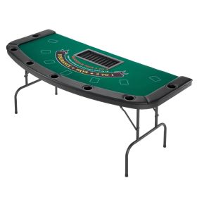 72 in Semi-oval Folding Poker Table Foldable 7 Player Casino Texas Holdem Table