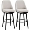HOMCOM Bar Height Bar Stools Set of 2, Modern 360° Swivel Kitchen Chairs with Steel Legs and Footrest