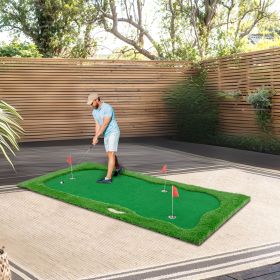 10x5 FT Golf Putting Green, Golf Training Mat with High-quality Turf, 3 Holes, 3 Flags and Cups for Indoor Outdoor