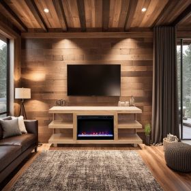 Laurel Canyon 65 inch Fireplace TV Stand for TVs up to 75 inches, Minimal Assembly, Natural Finish