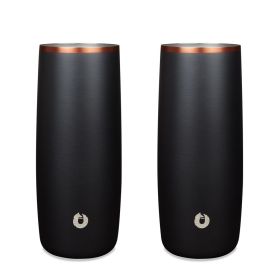 Stainless Steel Highball Cocktail Glass Set, Set of 2 - Black