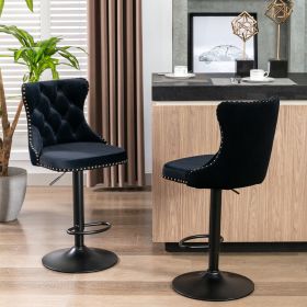 Swivel Velvet Barstools Adjusatble Seat Height From 25-33 Inch, Chrome Base Bar Stools With Backs Comfortable Tufted For Home Pub And Kitchen Island,
