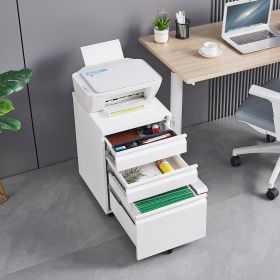 Installation Required  3-drawer Mobile Filing Cabinet With Lock, Office Storage Filing Cabinet Of Legal Letter Size, Metal Filing Cabinet To Be Instal