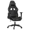 Gaming Chair with Footrest Black and Gray Faux Leather