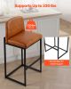Bar Stool Set of 4, 27 inch Counter Height Stools, Modern PU Leather Counter Barstool with Backrest, Metal Legs, Easy Assembly Armless Bar Chair