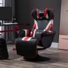 Vinsetto Gaming Chair, Racing Style Recliner, Lumbar Support, Footrest, Cup Holder, Black White Red