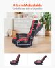 VEVOR Swivel Floor Gaming Chair with Armrests, 360-Degree Rotating Floor Chair with 6 Adjustable Position Folding Backrest and Lumbar Support