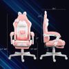 HOMCOM Cute Racing Gamer Chair, Faux Leather Gaming Chair with Footrest, Headrest and Lumbar Support, Pink
