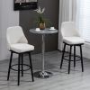 HOMCOM Bar Height Bar Stools Set of 2, Modern 360° Swivel Kitchen Chairs with Steel Legs and Footrest