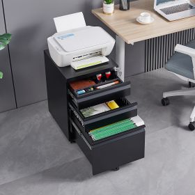 Installation Required 3-drawer Mobile Filing Cabinet With Lock, Office Storage Filing Cabinet Of Legal Letter Size, Metal Filing Cabinet To Be Install