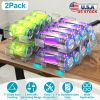2Pack Adjustable Soda Can Organizers 2-Tier Pop Can Holders Beverage Dispensers For Fridge Pantry Cabinet 7Âº Slope Auto Rolling