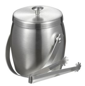 Visol Symon Stainless Steel Double Wall Ice Bucket with Tongs - VAC313