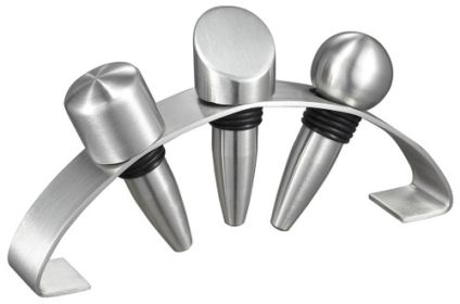 Visol Barlow Stainless Steel Wine Stoppers with Arched Stand - VAC351