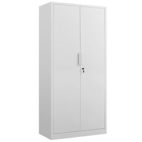 70-Inch 2-Door File Cabinet With Lock, 4 Adjustable Shelves, Heavy-Duty Steel Construction, For Commercial Office, Home Office, Legal Size & Letter Fi (Color: White)