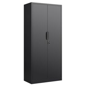 72-Inch 2-Door File Cabinet With Lock, 4 Adjustable Shelves, Heavy-Duty Steel Construction, For Commercial Office, Home Office, Legal Size & Letter Fi (Color: Black)