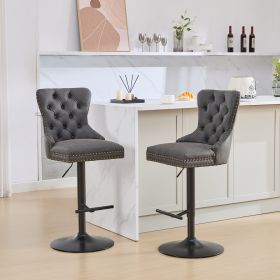 A&A Furniture,Aged And Retro PU Swivel Barstools Adjusatble Seat Height From 26-33 Inch, Modern Bar Stools With Backs Comfortable Tufted For Home Pub (Color: Black)