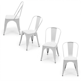 Metal Dining Chairs Set Of 4, Stackable Industrial Style Chairs For Kitchen Dining Room, 300LBS Weight Capacity (Option: 18 Inch White)