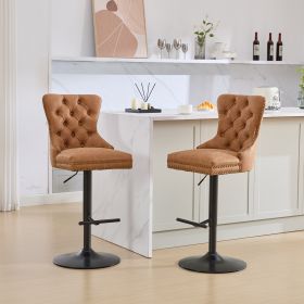 A&A Furniture,Aged And Retro PU Swivel Barstools Adjusatble Seat Height From 26-33 Inch, Modern Bar Stools With Backs Comfortable Tufted For Home Pub (Color: Orange)