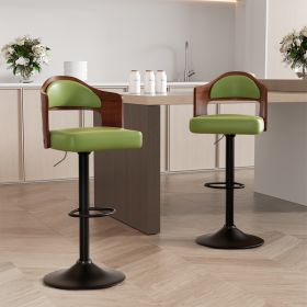 Swivel Bar Stools Set of 2 Seat Adjustable Height 25.2-33.8IN (count: 1 set, Color: Green)