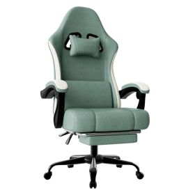 Ergonomic Gaming Chair with Pocketed Spring Cushion, Breathable Fabric Computer Chair with Footrest (Color: Jade Blue)