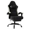 Ergonomic Gaming Chair with Pocketed Spring Cushion, Breathable Fabric Computer Chair with Footrest