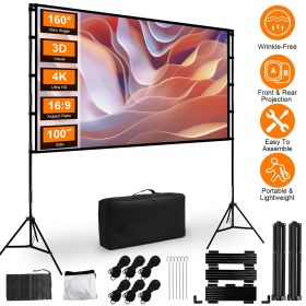 100inch/120inch Options Projector Screen with Stand 16:9 4K HD Rear Front Wrinkle-Free Portable And Foldable Movie Screen with Carry Bag For Indo (size: 100IN)