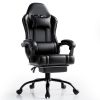 Video Game Chairs for Adults, PU Leather Gaming Chair with Footrest, 360°Swivel Adjustable Lumbar Pillow Gamer Chair