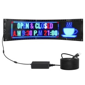 VEVOR Programmable LED Sign, P5 Full Color LED Scrolling Panel, DIY Custom Text Animation Pattern Display Board (size: 8 x 32 inch)