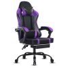 Ergonomic Gaming Chair for Adults with Footrest PU Leather Computer Chair with Adjustable Lumbar Support 360 Degree Swivel Heavy Duty Reclining Chair