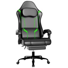 Ergonomic Gaming Chair, Electronic Gaming Chair With Pocket Spring Pad And Footrest, Height Adjustable Computer Chair (Color: Green)