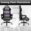 Ergonomic Gaming Chair, Electronic Gaming Chair With Pocket Spring Pad And Footrest, Height Adjustable Computer Chair