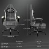 Ergonomic Gaming Chair with Pocketed Spring Cushion, Breathable Fabric Computer Chair with Footrest