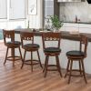 Set of 2 Swivel Bar Stools with Rubber Wood Frame