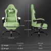 Ergonomic Gaming Chair with Pocketed Spring Cushion, Breathable Fabric Computer Chair with Footrest