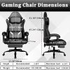 Ergonomic Gaming Chair, Electronic Gaming Chair With Pocket Spring Pad And Footrest, Height Adjustable Computer Chair