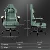 Ergonomic Gaming Chair with Pocketed Spring Cushion, Breathable Fabric Computer Chair with Footrest