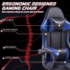 Ergonomic Gaming Chair for Adults with Footrest PU Leather Computer Chair with Adjustable Lumbar Support 360 Degree Swivel Heavy Duty Reclining Chair